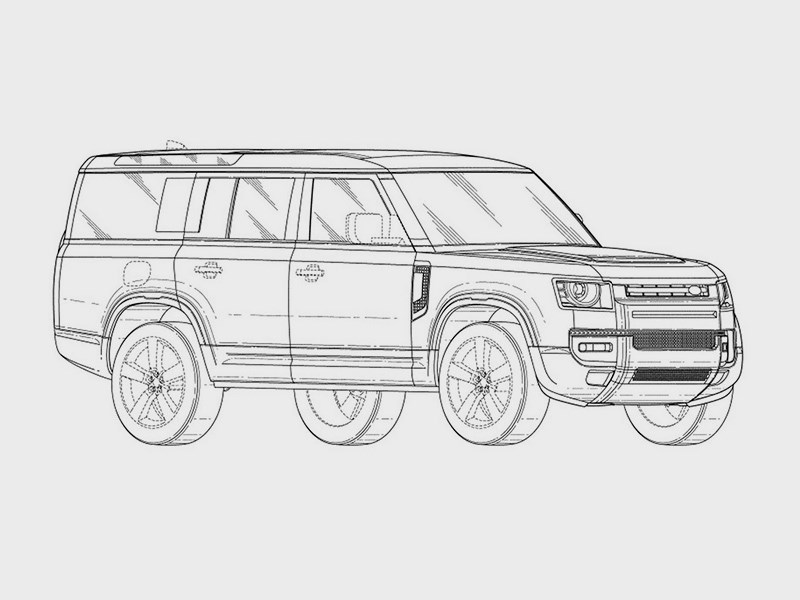 Land Rover запатентовал дизайн Land Rover Defender 130 Land Rover запатентовал дизайн Land Rover Defender 130